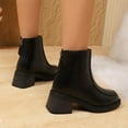 thumbnail image 6 of Lovzfmll Ankle Boots for Women, Chunky Ankle Mid Heel, Chunky Low Heel Round Toe Chelsea Leather Boots Casual Fall Black Boots, 6 of 8