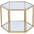 thumbnail image 1 of Best Master Furniture Table Basse Hexagonale Moderne en Verre avec 1 Table Basse, Or, 1 of 1