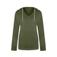 thumbnail image 4 of HAPIMO Women's Loose Tops Hooded Sweatshirt Pocket Autumn Spring Solid Drawstring Pullover Long Sleeve Shirts V Neck Sports Casual Relaxed Girls Fashion Clothing Army Green XXL, 4 of 5