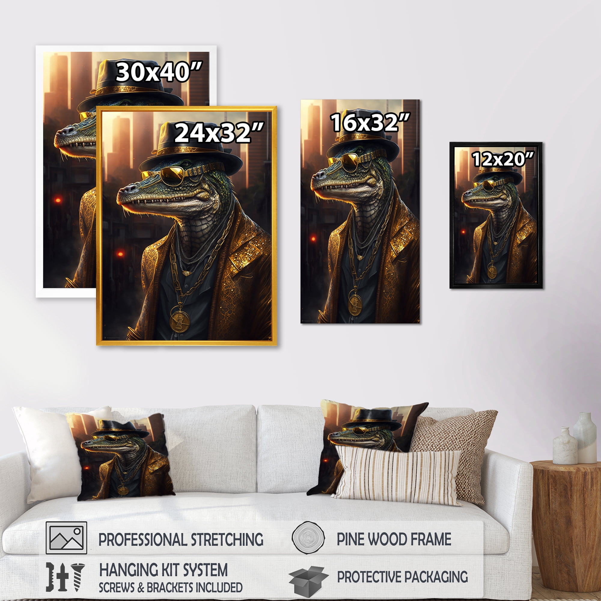 Designart Gangster Reptile I Canvas Wall Art