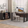 thumbnail image 6 of TribeSigns 2 Drawer Wood File Cabinet Letter Size, Large Mobile Lateral Filing Cabinet Printer Stand with Storage Shelves and Wheels for Home Office, Rustic Brown), 6 of 8