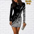 thumbnail image 1 of Jupe Midi à la Mode Robe Coupe-Vent Contractée Automne Hiver Femmes Col Rond Jupe à Manches Longues Nouveau Design Jupe Courte Imprimée, 1 of 7