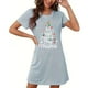 thumbnail image 1 of Camisón corto de talla grande para mujer, camisón de manga corta con estampado de pecho a la moda, camisón para mujer, 1 of 5