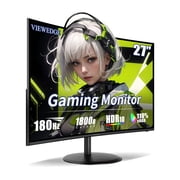 شاشة ألعاب منحنية Viewedge مقاس 27 بوصة 180 هرتز 1 مللي ثانية، شاشة كمبيوتر FHD 1920x1080P، شاشة VA 1800R، 120% sRGB مع FreeSync، ضبابية منخفضة الحركة، HDMI وDP، مكبرات صوت مدمجة