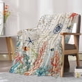 thumbnail image 7 of Coastal Ocean Flannel Blanket for Bed, Vintage Nautical Starfish Coral Seaweeds Soft Cozy Warm Couch Throw Blanket, Lightweight Fluffy Plush Bedding Blankets for Sofa Decor All Season 60"x80", 7 of 7
