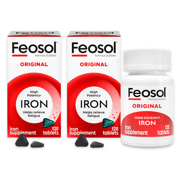Feosol Original Iron Supplement, Non-heme, 325mg Ferrous Sulfate, Pack of 2