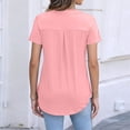 thumbnail image 4 of Womens Tops Dressy Casual Blouses Tops Short Sleeve Zip Front Workout Tops for Women Lightweight Summer Shirts Pink L, 4 of 4