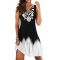 thumbnail image 4 of Robe pour Femmes Femmes Été Décontractée Aguichant Sans Manches à Imprimé Floral Robe d'Été Ample de Plage Mini Robe Robes Polyester Noir G, 4 of 6