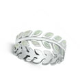 thumbnail image 4 of CHOOSE YOUR COLOR White Simulated Opal Nature Leaf Plant Ring .925 Sterling Silver Band CZ Female Size 8, 4 of 4