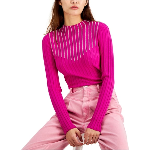 I.N.C Womens Embellished Pullover Sweater, Pink, Small