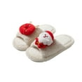 thumbnail image 4 of Pantoufles d'Intérieur et d'Extérieur pour Femmes, Mode Décontractée, Hiver, Noël, en Molleton, Chaudes, Couleur Unie, Bout Rond, Plates, 4 of 6