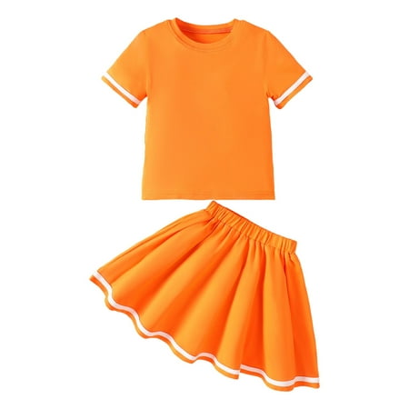 Wxirdiow Baby Girl Dresses Toddler Baby Girl Golf Outfit Set Short Sleeve Polo Tank Tops Pleated Skirt Summer Infant Tennis Clothes Orange Size 2-3 Years