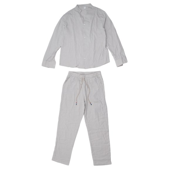 Aellinatey Stylish Men's Plain Linen Clothing Set for Office Commute and Outdoor Activity