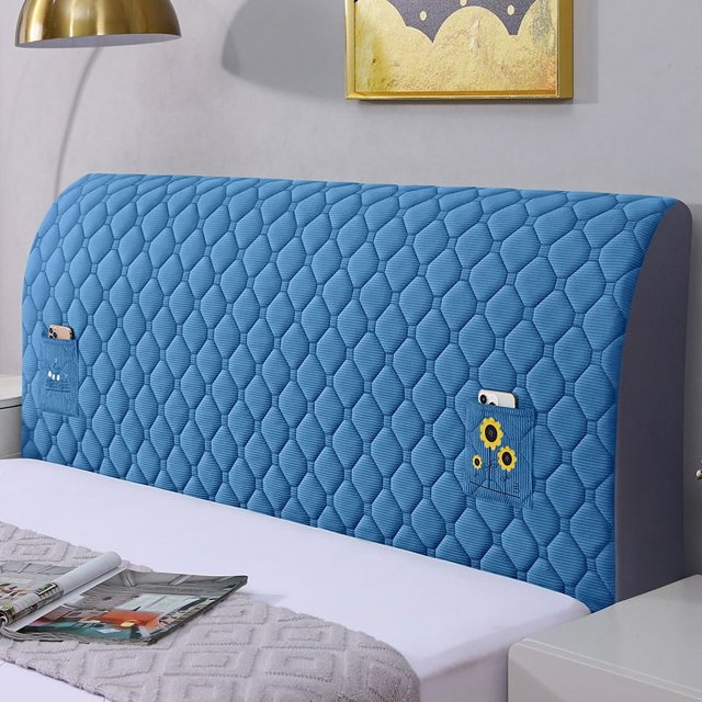 Cojín de cabecera acolchado grueso de terciopelo, funda de cabecera simple, funda de cabecera de tela acolchada de color sólido