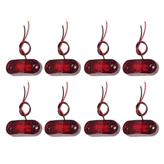 Unique Bargains Truck LED Trailer Lights 24V Plastic Oval Waterproof Marker Lights Red 8 Pcs