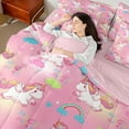 thumbnail image 4 of Manfei Magic Animal Unicorn 7 Pieces Bedding Comforter Set,Cute Rainbow Full Bedding Set,Multicolor Cartoon Coluds Fitted Sheet Flat Sheet For Girls Boys,Luxury Bedroom Decor Reversible, 4 of 8