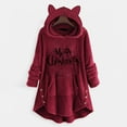 thumbnail image 3 of Patlollav Merry Christmas Women Coats Plus Size Plush Buttons Hooded Coat Tops, 3 of 7
