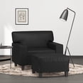 thumbnail image 1 of vidaXL Sofa Chair with Footstool Black 60 cm Faux Leather, 1 of 4
