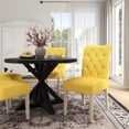 thumbnail image 3 of Roundhill Furniture Banff 5-Piece Dining Set, Cross-Buck Round Table with 4 Tufted Chairs, Yellow, 3 of 14