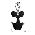 thumbnail image 4 of Ailaofu Women's Solid Color Padded Lace Up Cutout Backless One Piece Swimsuit Tummy Control Slim Fit Bathing Suit for Beach Vacation, 4 of 6