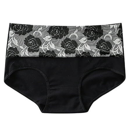 Jamicy Plus Size Panties for Women Cotton Panty Underwear Rose High Waist Seamless Breathable Panties Comfy Briefs Boyshort Underpant