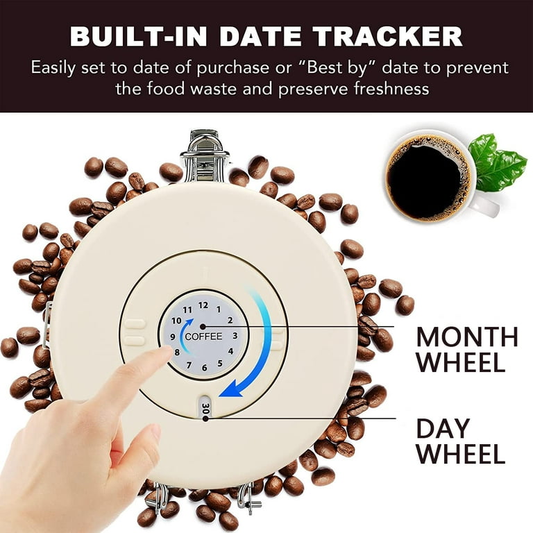 IMMEKEY Coffee Canister Airtight 35OZ Large, 2.2 lbs Coffee Container Air  Tight Coffee Jar, Date Tracker and CO2 Release Valve for Beans, Ground,  Flour and Sugar 