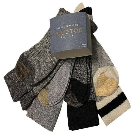 Gold Toe Men's Lightweight Comfort Stretch Travelers Socks-4Pk, Multi, 6-12.5