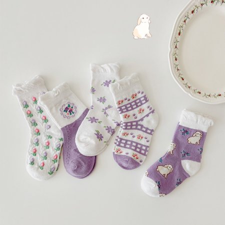 

Somenie Infant Sock 5 Pairs Baby Children s No-Show Socks for Four Seasons Breathable Cotton Purple Size(5-8T)