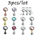 thumbnail image 5 of GKNET 3Pcs Crystal Cartilage Barbell Earrings Women Ear Stud Body Piercing Delicate Jewelry /-multicolor, 5 of 9
