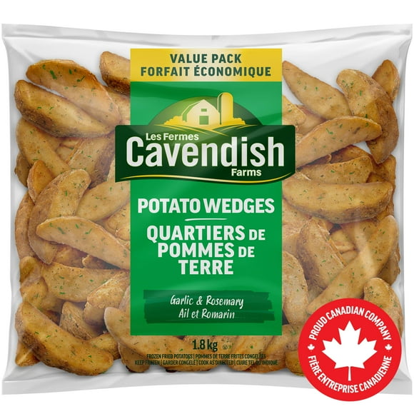 Quartiers de pommes de terre des Fermes Cavendish à l'ail et au romarin | Fait au Canada | Fière entreprise canadienne 1,8 kg
