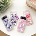 thumbnail image 3 of Wavy Phone Case For Samsung Galaxy Z Flip 5 4 3 Cute Hello Kitty Sanrio Blue Kuromi Pink Melody Edge Back Cover LXY, 3 of 7