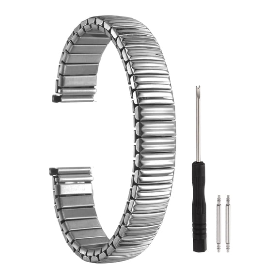 Uxcell Expansion Watch Bands 14mm Stainless Steel Stretch Watch Straps, Silver