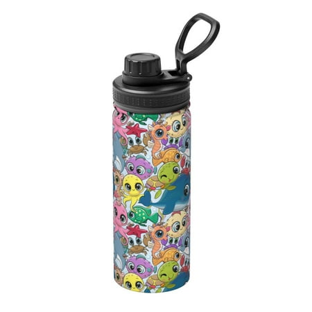 

Hirioo Cartoon Marine Animals for 18oz Sports Insulated Kettle for Gym Hiking Camping Running Mountain Bike Outdoor Sports