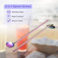 thumbnail image 4 of Unique Bargains 8Pack 7.5' Stainless Steel Spoon Straw Reusable Long Handle Straw Spoon Colorful, 4 of 5