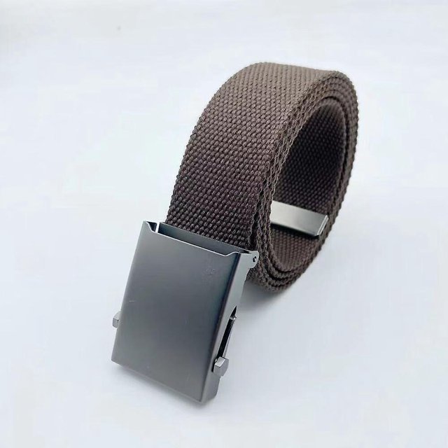une Ceinture En Toile Marron De 120 Cm Pour Hommes Et Femmes, Sangle De 3,8 Cm, Boucle Automatique, Jeans, Ceinture Perfore Dcontracte