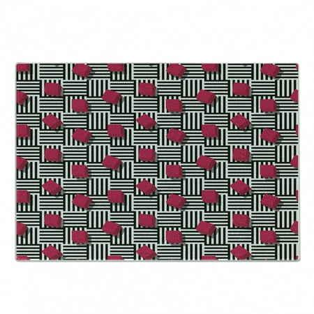 

Teen Room Cutting Board Abstract Geometric Minimalist Lines and Square Cubes Print Decorative Tempered Glass Cutting and Serving Board Small Size Magenta Black and White by Ambesonne