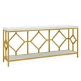 thumbnail image 2 of Yardi Yarda 2-Tier Console Table, 71" Extra Long Sofa Table with Open Storage Shelf, White & Gold, 2 of 2