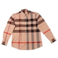 thumbnail image 1 of Camisa de manga larga a cuadros con botones, transpirable, ajuste regular, camisa de negocios con bolsillo frontal para hombre, color beige a cuadros XXXL-1 pieza Sailing, 1 of 10