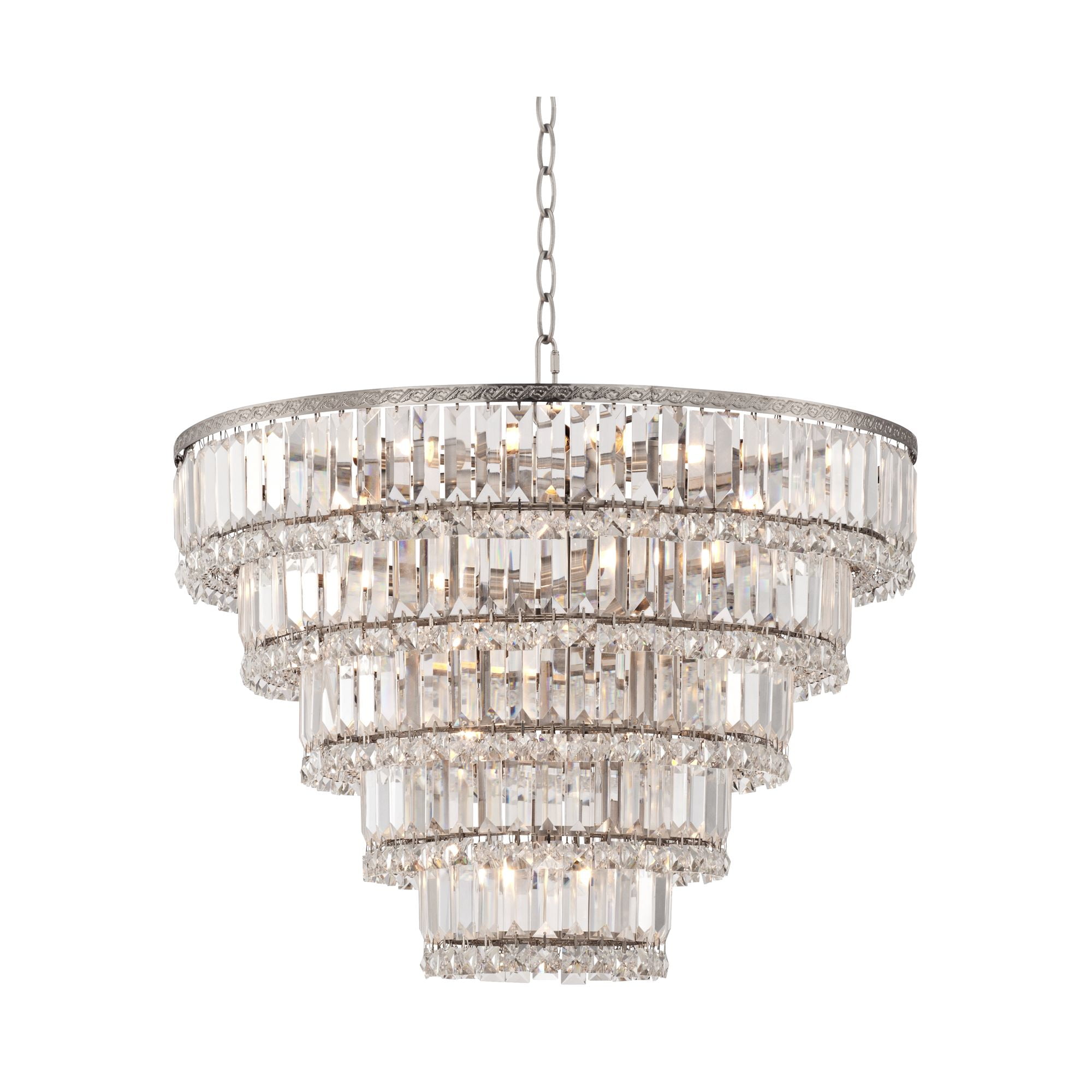 Vienna Full Spectrum Magnificence Satin Nickel Chandelier 24 1/2" Wide Modern Faceted Crystal Glass 15-Light LED Fixture for Dining Room House Kitchen