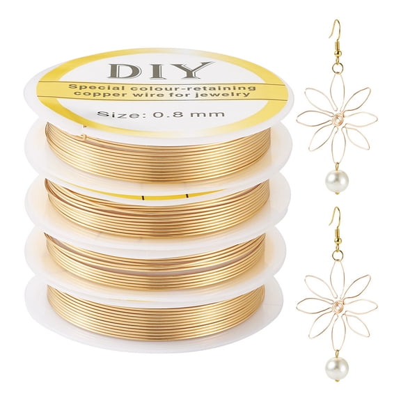 Copper Wire DIY Craft Making Supplies Real 14K Gold Plated 0.8mm 20 Gauge about 8.53 Feet(2.6m)/Roll