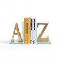 thumbnail image 1 of Danya B. DS830 A to Z Glass Bookends - Clear & Gold, 1 of 1