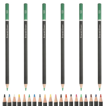 Green Color Drawing Pencils for Adult Coloring Books, 6 Pcs