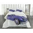 thumbnail image 3 of Ambesonne Cars Quilted Bedspread Set 3 Pcs, Custom Vehicle High Speed, King Size, Violet Blue, 3 of 5