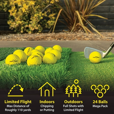 GoSports - Foam Flight Indoor and Outdoor Practice Golf Ball Set - Yellow