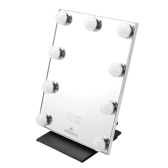 Impressions Vanity Lumiere Touch Pad Plus Hollywood LED Makeup Mirror, Tabletop Lighted Vanity Mirrors (White)