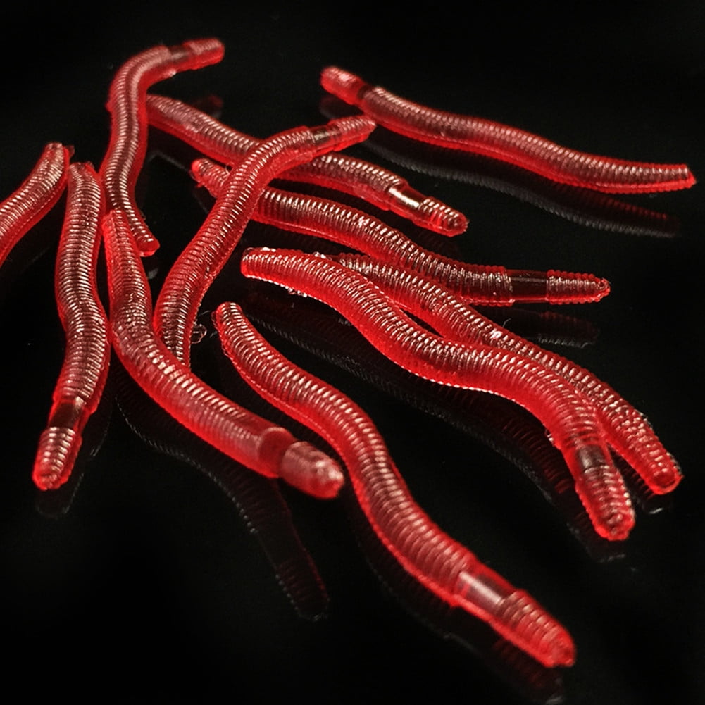 50-300x Soft Red Earthworm Fishing Bait Worm Lures Crankbaits Hooks Baits Tackle 