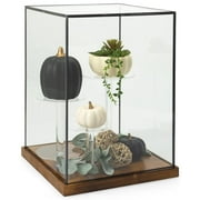 Displays2go Wood Base Countertop Display Case, Black Copper Edge  Clear (DCPIPELL)
