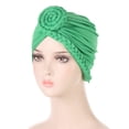 thumbnail image 4 of TODOZO Stretch Turban Hats for Women - African Knot Headwraps Soft Pre Tied Bonnet Hair Wrap Pretied for Black Women Women Braid Turban Hats Hat Cap Hair Bonnet Head Scarf Wrap Cover Green One Size, 4 of 4