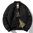 thumbnail image 5 of VSSSJ Men's Fashion Bomber Coat with Hooded Loose Fit Long Sleeve Solid Color Zip Up Jacket Casual Winter Warm Comfortable Assault Coats Black L, 5 of 6