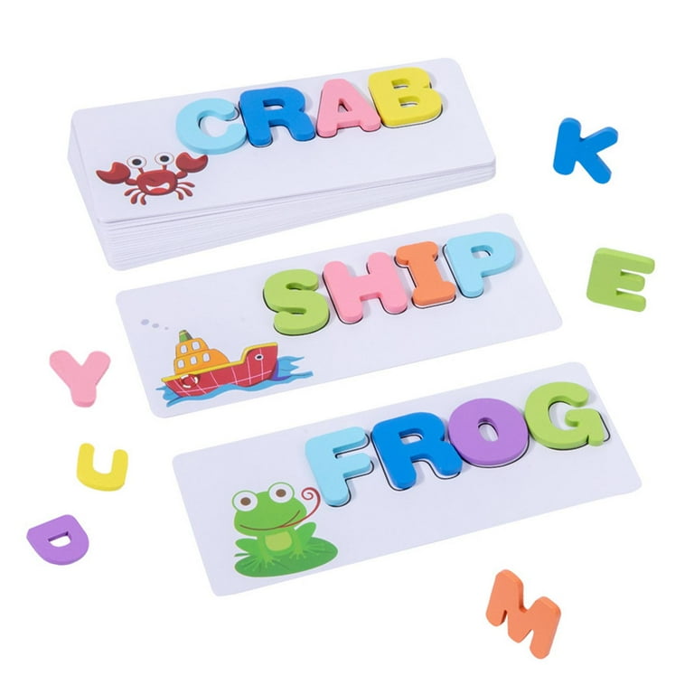 Wooden Blocks Spelling Game Matching Letter Game Wooden Alphabet
